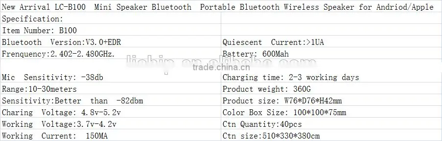 mini bluetooth wireless speaker b100