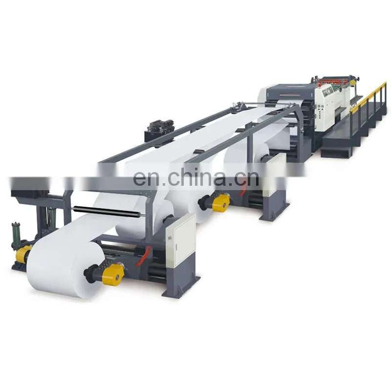 UCM1900A High Speed 4 Roll Automatic Paper cutting slitting Machine with conveyor belt stacker