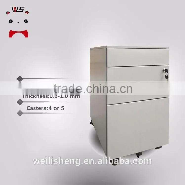 WLS best design 3 drawers steel mobile cabinet with 5 casters for office