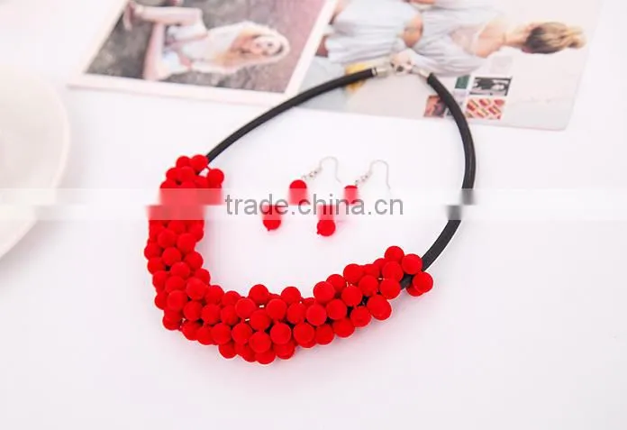 Wholesale new arriva personality statement jewelry set warm plush leather chain necklace set