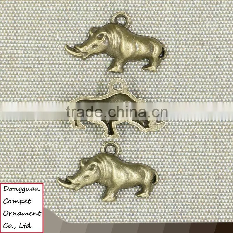 Wholesale euramerican style zinc alloy jewelry diy wildlife rhino pendant