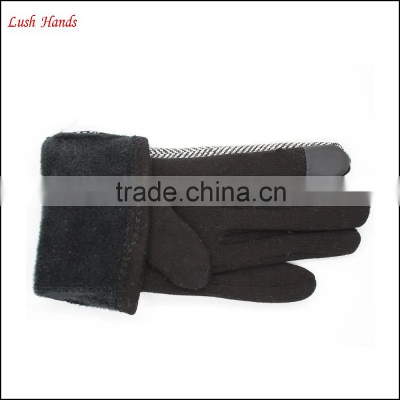 2016 ladies woolen smart gloves for wholesale with polyester lining