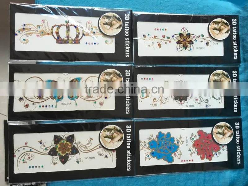 New Tattoo Metal Silver Golden Temporary Tattoos Sticker For Adults