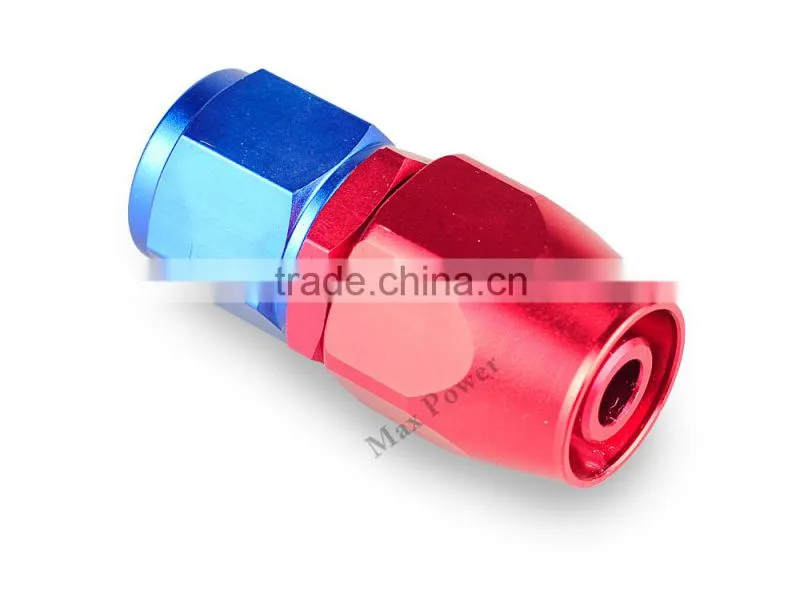 Aluminum oil cooler fitting straight swivel hose ends adapter blue and red 40-001-08