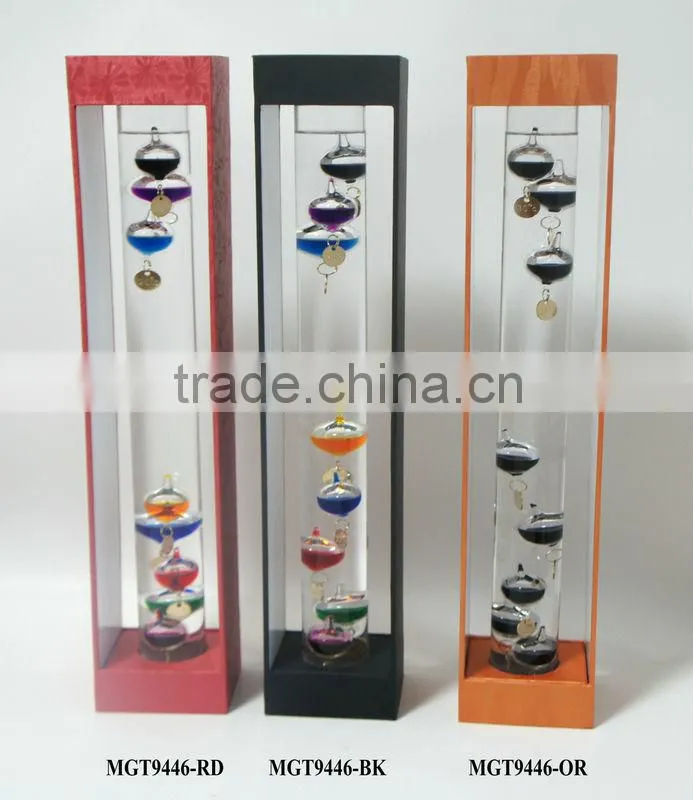Galileo Thermometer with Cherry Wooden Frame