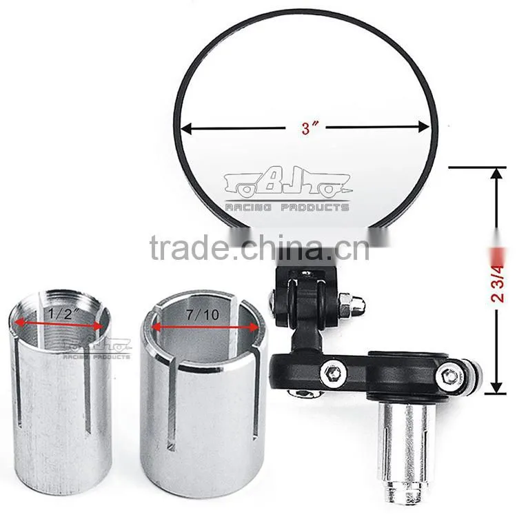 BJ-RM-024B Universal Black CNC aluminum foldable bar end motorbike side mirrors motorcycle mirror