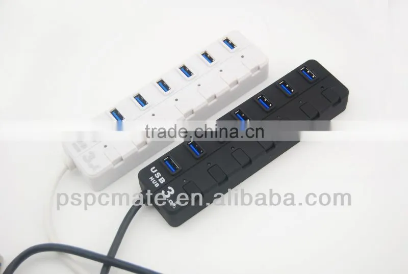 Super Speed 3.0 USB 7 Ports External HUB with Switch For Notebook