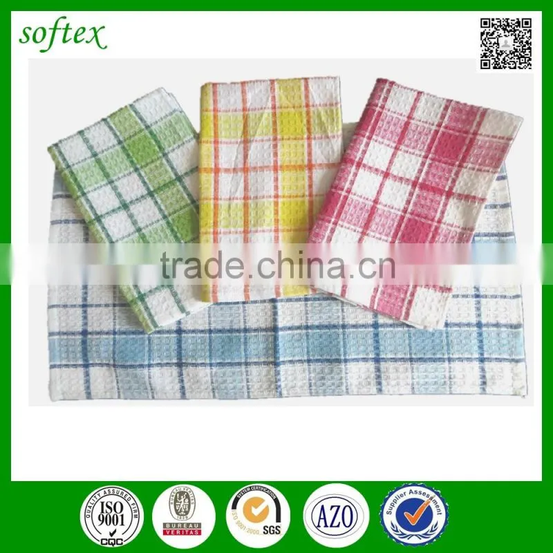 OEM 38x64cm 55g cotton check disposable waffle weave kitchen towels