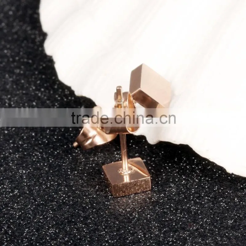 wholesale fashion 316L stainless steel jewelry mini square ladies gold earring designs