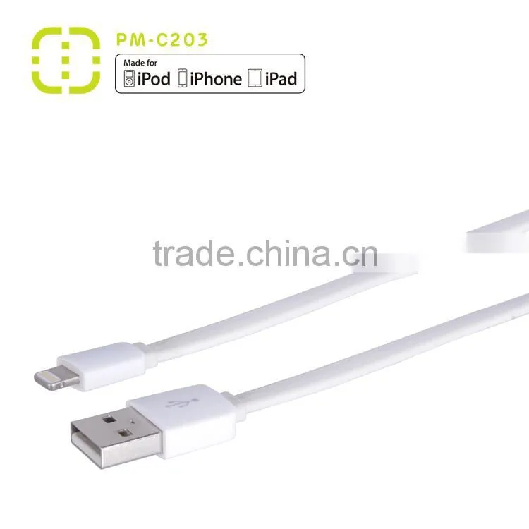 customized mfi flat charging cable with ABS housing