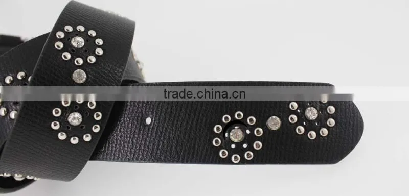 Women's Fashion flowermetal studded jeans belt with shiny rhinestone accessories in Chinese factory