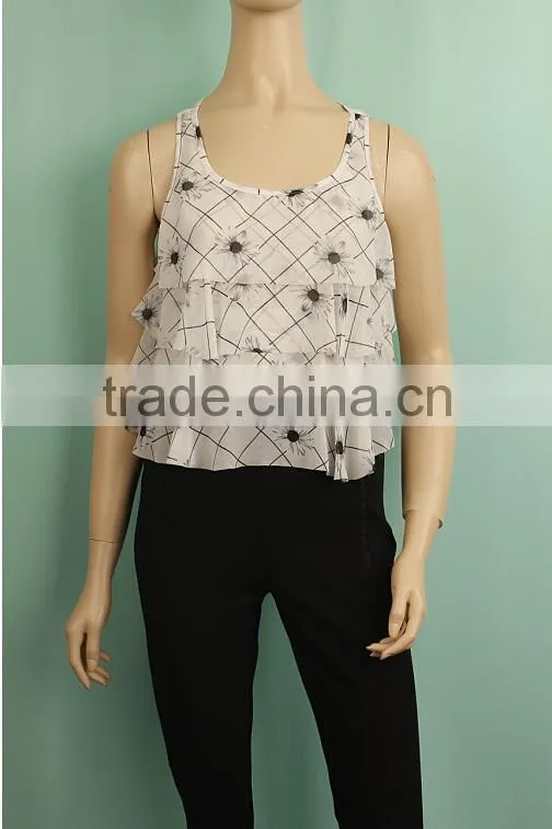 Casual summer double layer chiffon sleeveless women waistcoat WT150331803