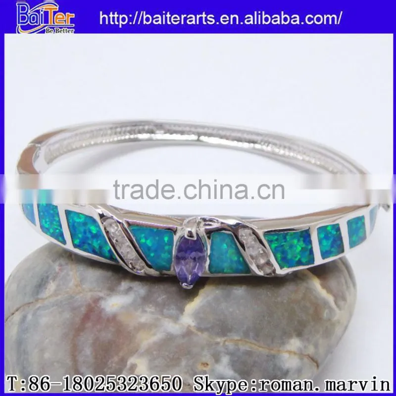 Wholesale Fashion Women's Synethic Blue Fire Opal Bangle