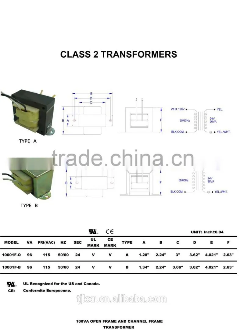 UL, CUL, CE approved 120V 208V 240V 277V 480V input,24V output, 5W to 100W, class 2 transformer