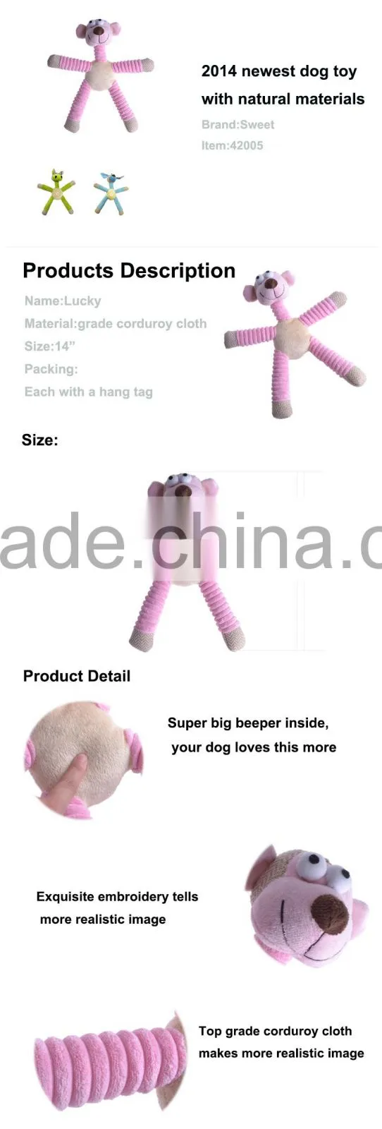 2016 Durable Chewing Squeaker Plush Dog Toys In Stock