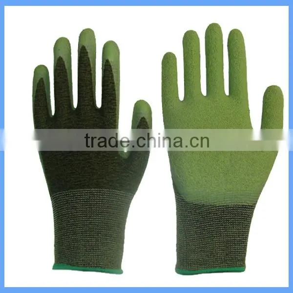 13 Gauge Bamboo Fiber Woven Crinkle Latex Rubber Work Gloves For Self Defense Safety