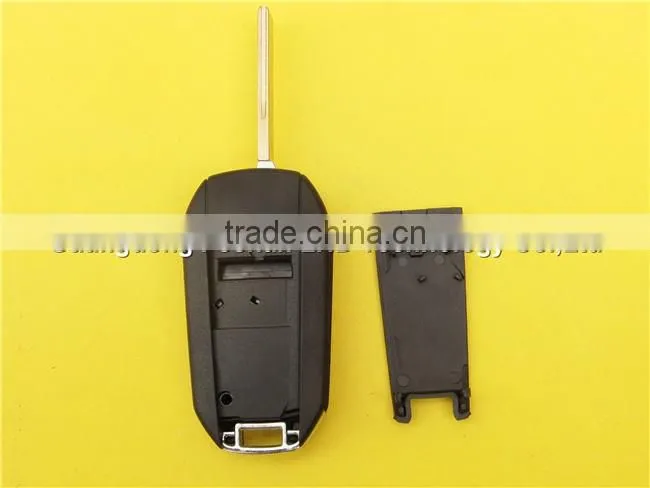Peugeot car key 3 button flip remote replacement key shell with groove blade
