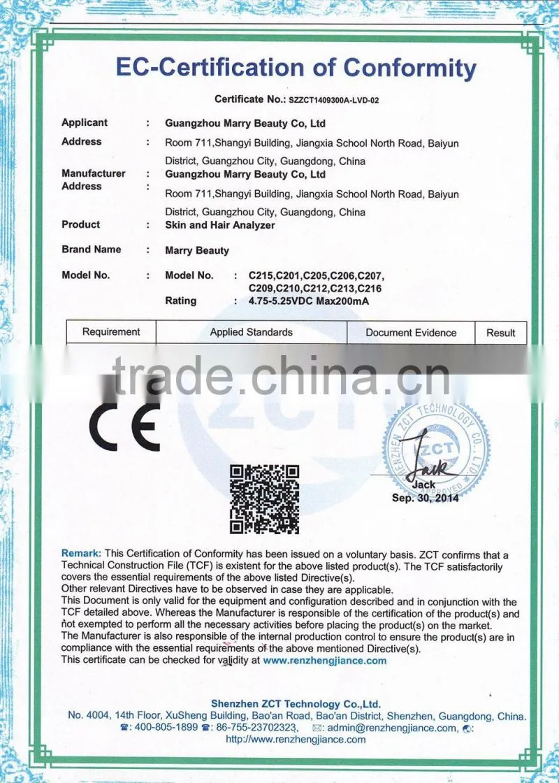 Medical Equipments Skin and Hair Analyser With CE Approved