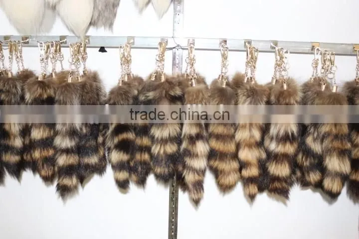 Wholesale Natural Color Fox Tail Fur Keychain / Fox Fur Tail