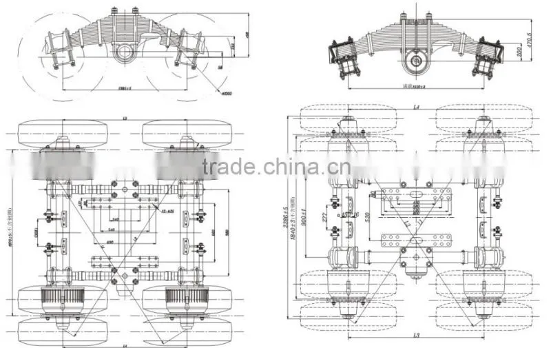 HJ Low bed ten holes bogie for trailer