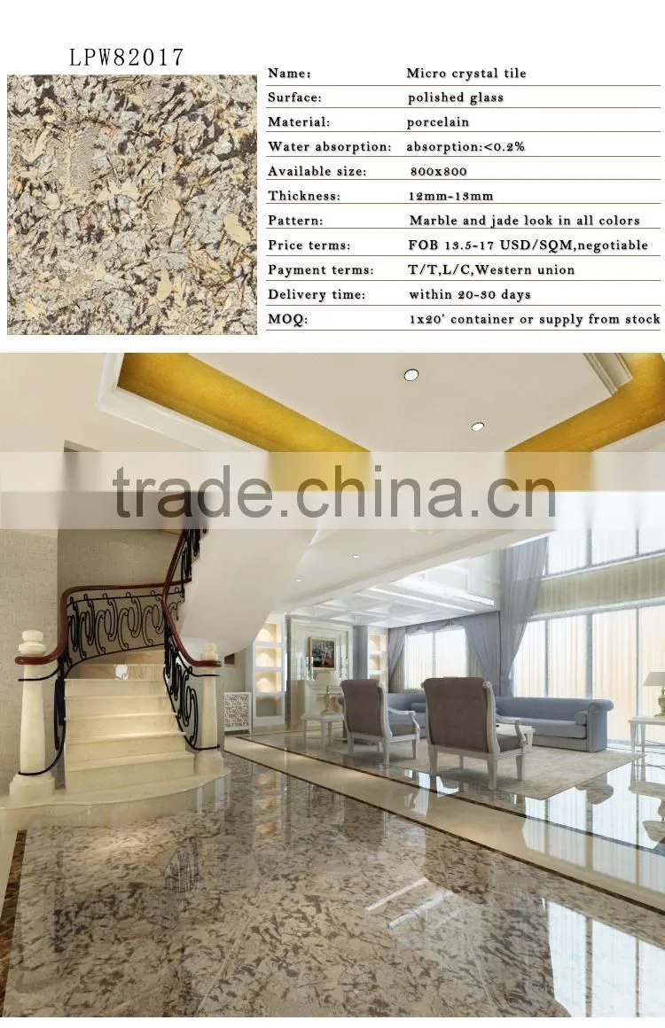 80x80 granite look micro crystal glazed polished tiles