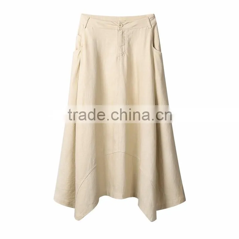 Long skirts in summer new pure color joker leisure show thin woman skirt of tall waist cultivate one's morality