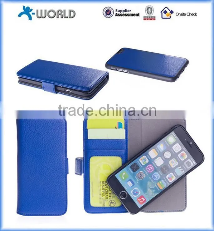ISO Approved Manufacturer 2 in 1 PU Leather Detachable Wallet Case for iPhone 6S