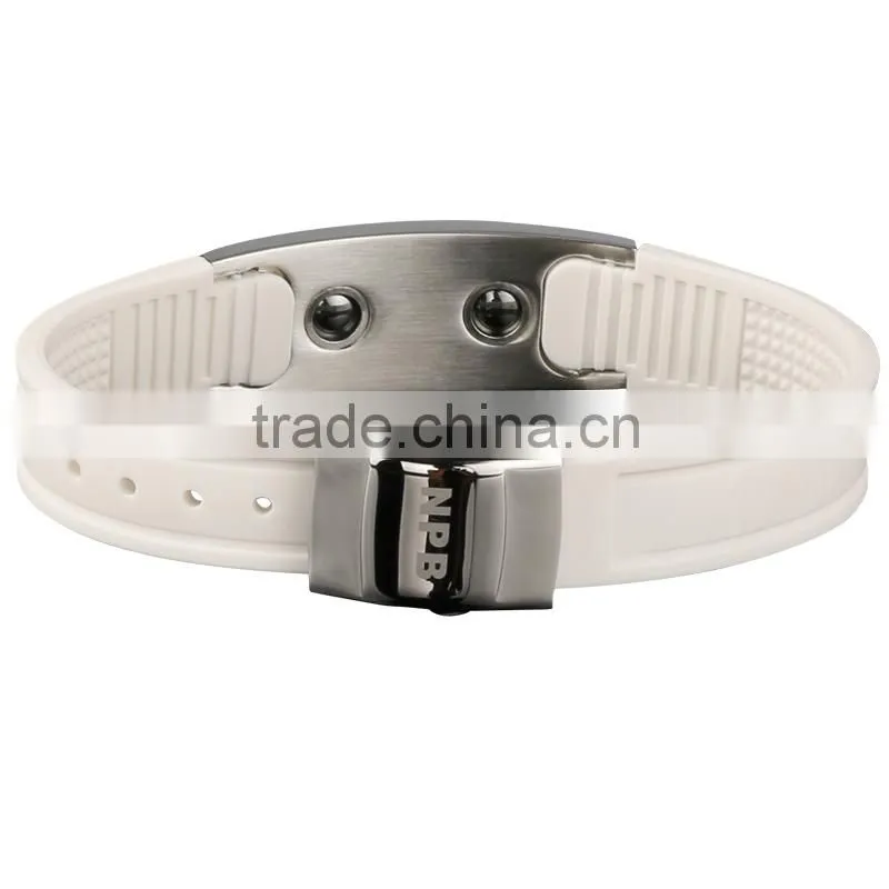 P036 Noproblem new energy FDA tourmaline germanium fashion casual stainless steel silicone bracelet charm jewelry