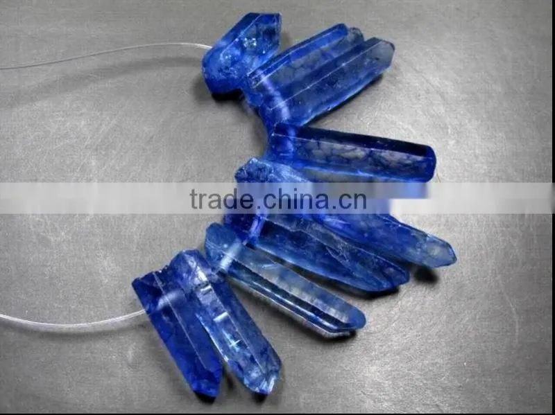 CHARMING BLUE AURA QUARTZ CRYSTAL POINT FOR NECKLACE Wolesale