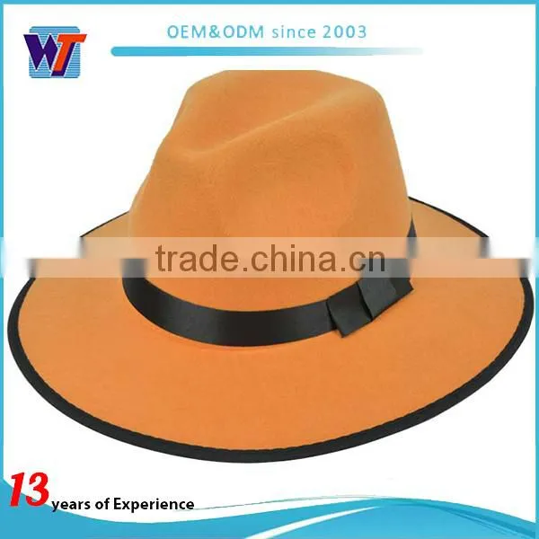 Coluorful blank wool material felt hat and fedora hat