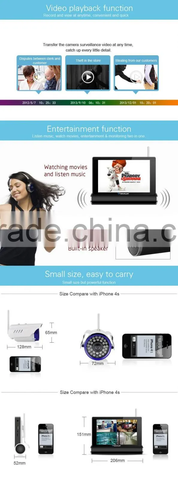 VStarcam waterproof touch screen wifi poe ip camera outdoor