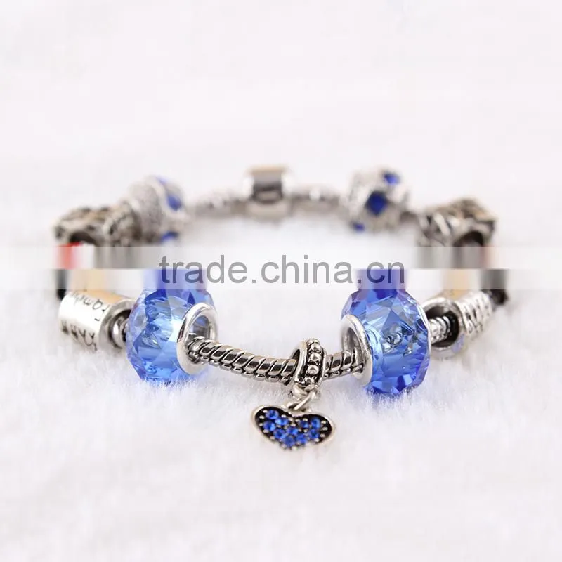2015 hot selling new trendy colorful zinc alloy murano bead bracelet for sale