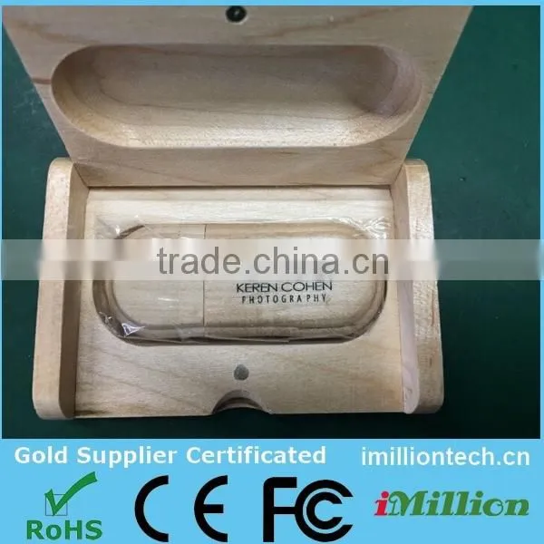 usb flash drive custom logo wood and box