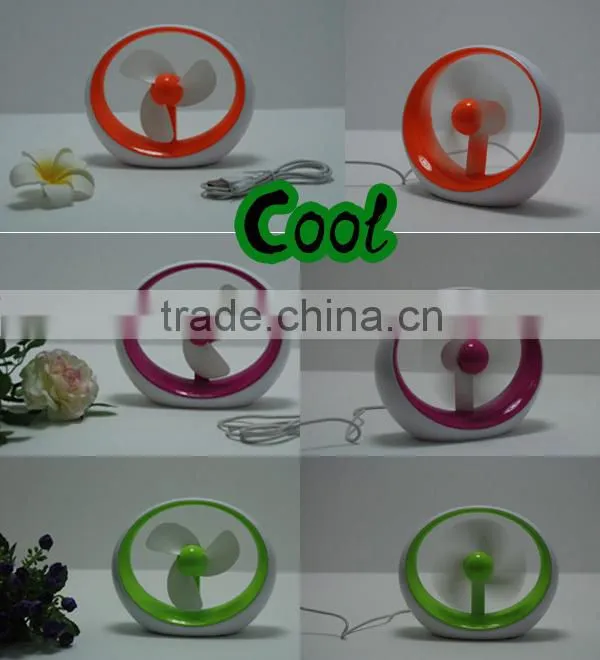 Colorful Portable Table USB Fan,PVC Box Packing Battery Fan,2014New Gift notebook fan.