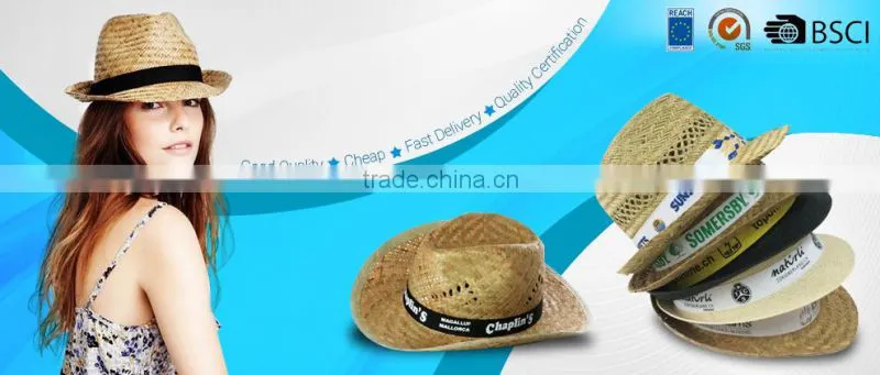 Wholesale Chinese cheap promotion plain custom mens narrow brim summer natural straw cool sun hat