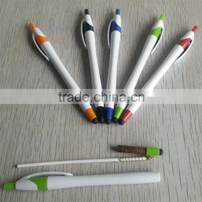 White barrel promotional ballpen with stylus touch