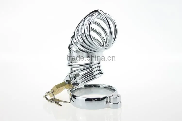 Padlock Hand-polished Sex Toys For Men Stainless Steel Lockable Penis Cage