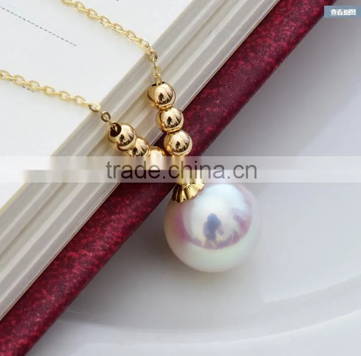 8-8.5mm AAA natural real akoya 18K gold pearl pendant, shell pearl pendant, yellow gold pearl pendant