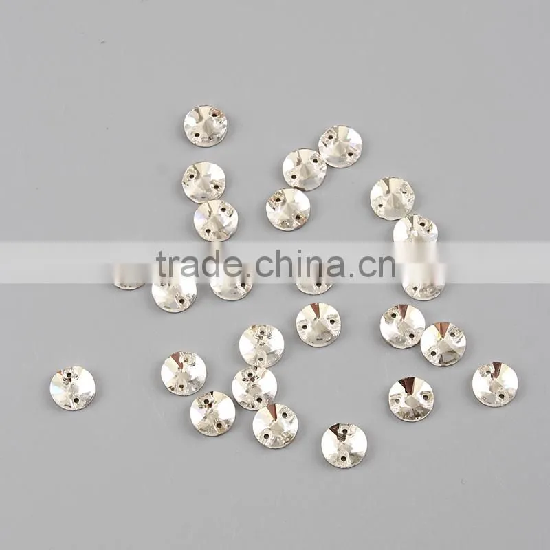 2015 New Fashion Flat Back Round Sew On Stone For Garment