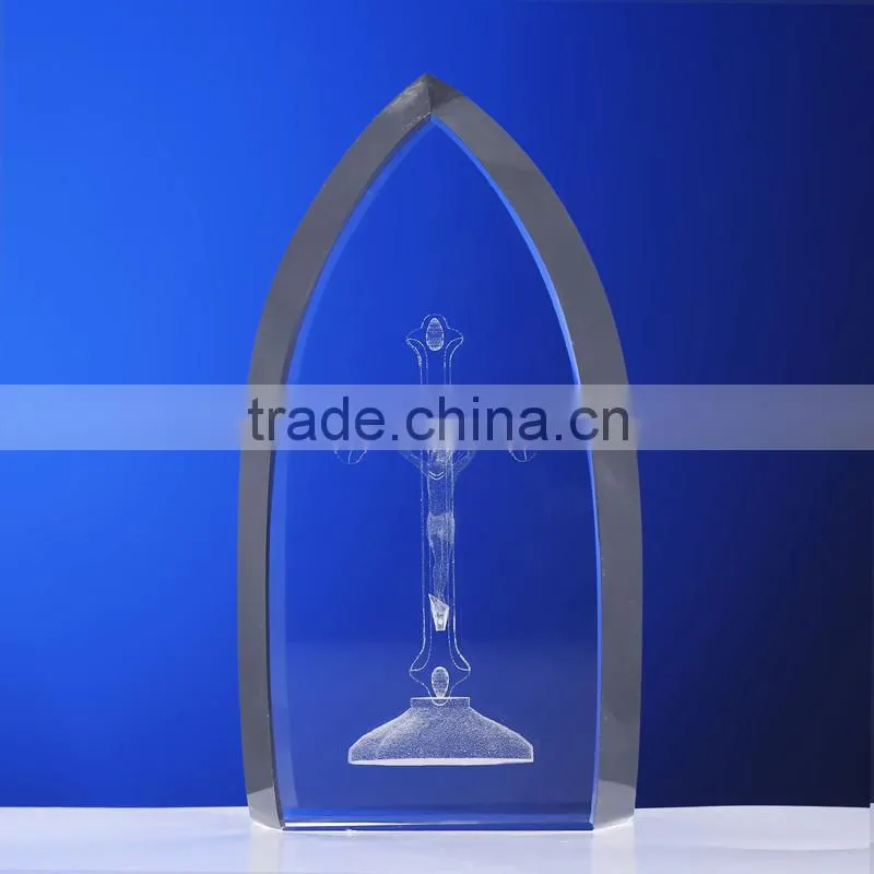 Jesus 3D Laser Engraving Crystal Cross Standing