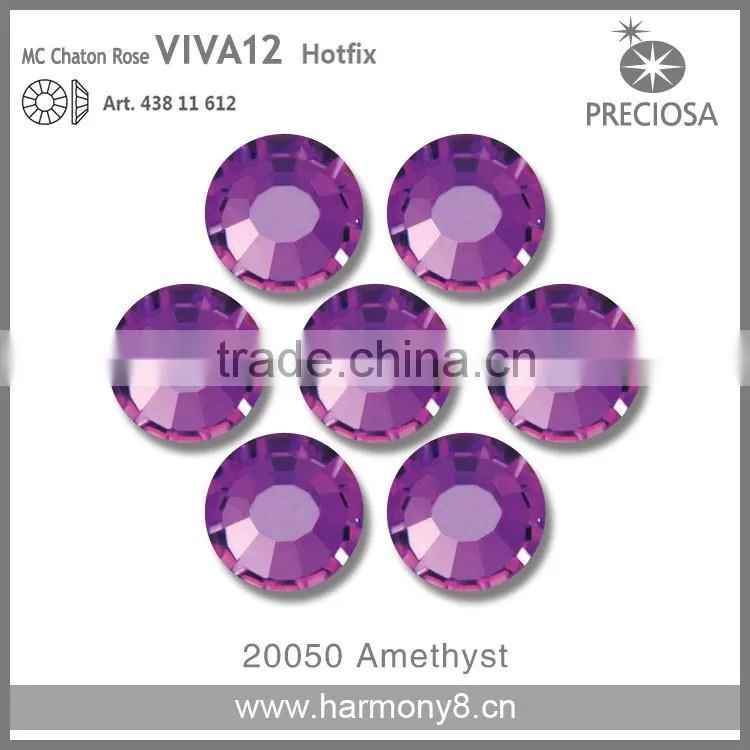 PRECIOSA Flat Back Hot Fix Rhinestones, Amethyst MC Chaton Rose VIVA12