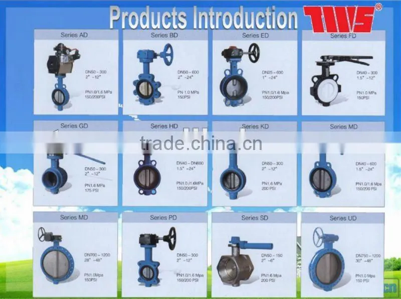 DN40-DN600 PN10/16 Nylon Coated Butterfly Valve