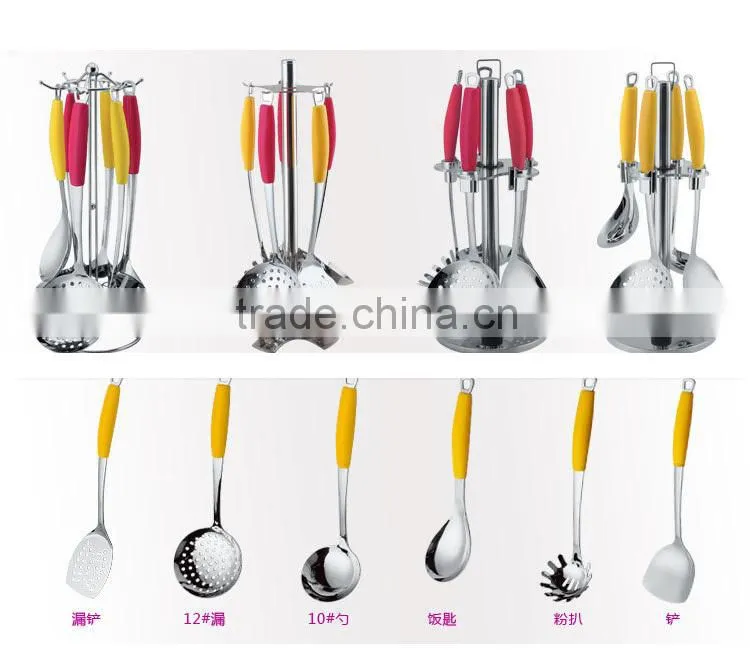 2015 high Quality cutlery kitchenware with Silica gel handle korean kitchen tools/modern kitchen designs 7PCS/SET S34