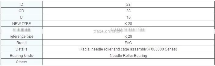 needle roller bearing K28 28x33x13mm