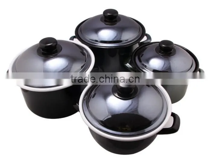 Deep Black Cast Iron Pot Enamel Cookware Sets on promotion