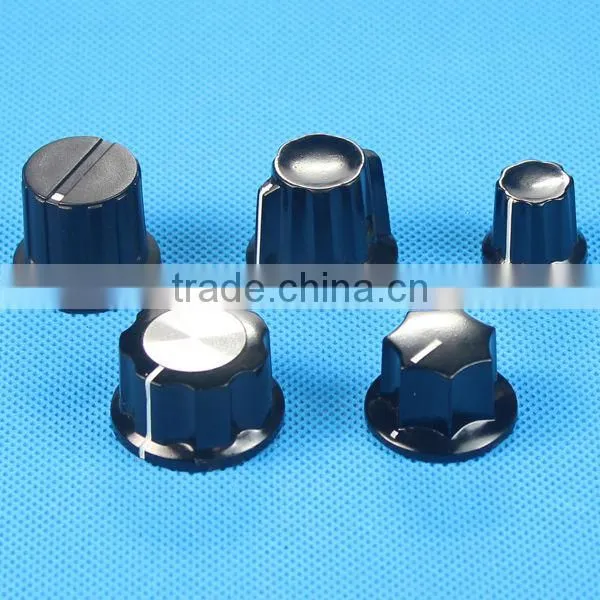 small ABS Fluted Black pedal knobs with set screw