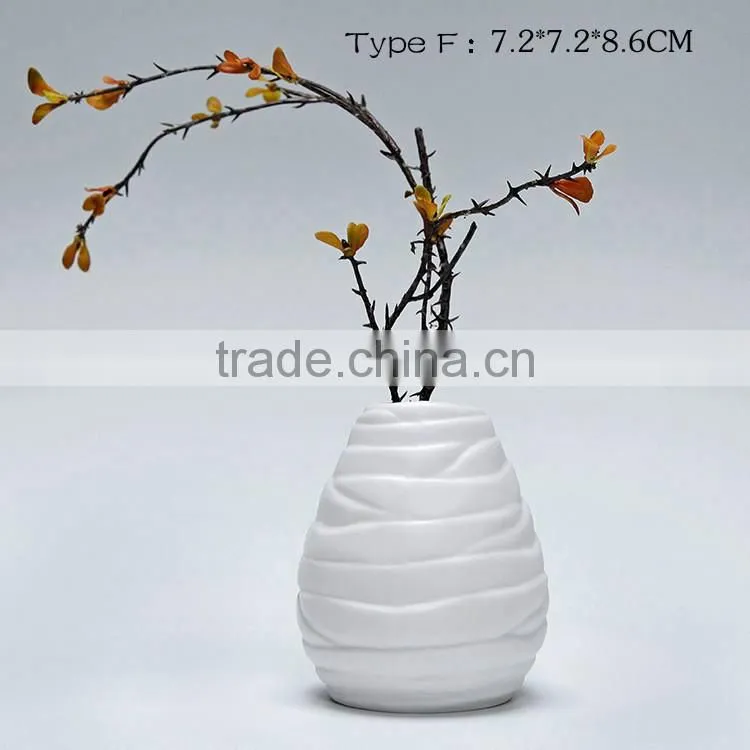 Various types home decoration hydroponics white flower ceramic vase