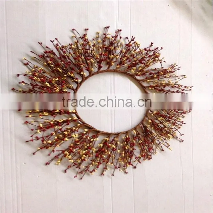Natural material winter festival decorative Christmas candle ring wreaths for home decoration