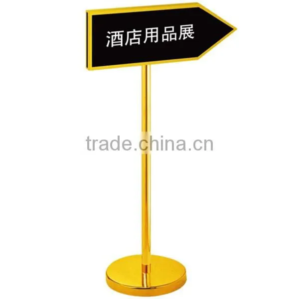 Double side golden banner stand & direction signs/ Hot sell freestanding sign stand/ restaurant billboard P-29