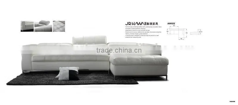 JR8022 100% top grain cow white leather sofa low back fashionable contemporary couch